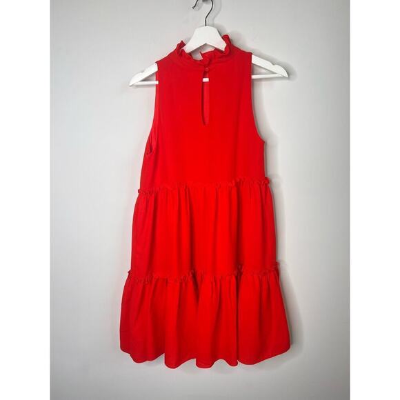 Elliatt Sonnet Ruffled Mock Neck Tiered A-Line Dress Poppy Red Womens Size Small - Picture 4 of 12